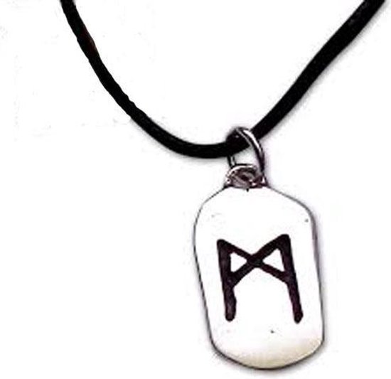 Mannaz rune zilveren hanger (K5000)