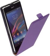 Leder Flip case case Telefoonhoesje - Sony Xperia Z1 Paars