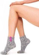 SOXS® Wollen dames sokken | SOX3103 | Grijs | Enkel hoogte | Maat 37-41 | Bubblegum label