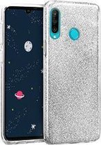 Huawei P30 Lite & P30 Lite (New Edition) Hoesje - Glitter Back Cover - Zilver