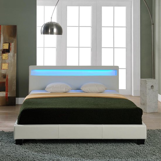 LED-Ledikant Parijs incl. matras bedbodem 160x200 wit - Corium