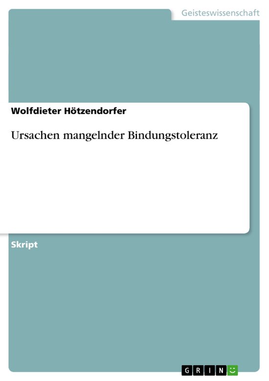 Ursachen mangelnder Bindungstoleranz - cover