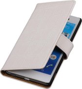 Wit Krokodil Booktype Apple iPod 4 Wallet Cover Hoesje