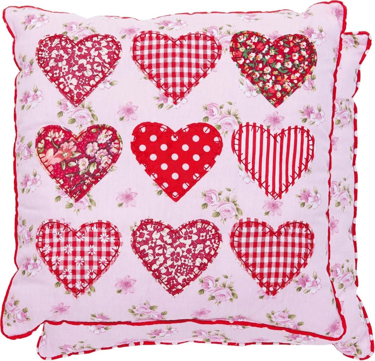 Clayre & Eef KG001.013 - Kussen gevuld - 30 x 30 cm - katoen - rood