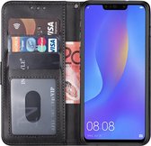 Huawei p smart plus 2018 hoesje bookcase met pasjeshouder zwart wallet portemonnee book case cover