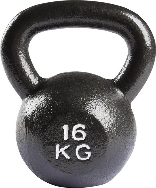 VirtuFit Gietijzeren Kettlebell Pro - Gewichten - 16 kg - Zwart