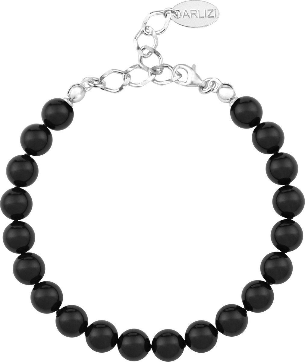 ARLIZI 1085 Parel Armband - Dames - 925 Sterling Zilver - 20 cm - 8 mm - Zwart