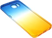 Siliconen hoesje blauw/geel Geschikt voor Samsung Galaxy S6 Edge