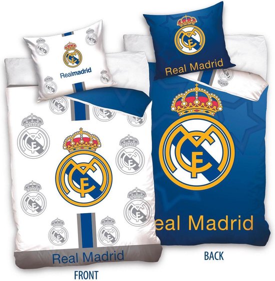 het doel Lao Leugen Real Madrid Dekbedovertrek Logo 2-Zijdig - Eenpersoons - 160x200 cm -  Blauw/Wit | bol.com