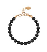 ARLIZI 1087 Parel Armband - Dames - 925 Zilver Roséverguld - 18 cm - 8 mm - Zwart