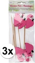 24 stuks cocktail decoratie prikkers flamingo - Tropische cocktail prikkers
