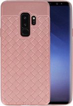 Roze Geweven TPU case hoesje voor Samsung Galaxy S9 Plus