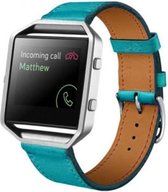 Blauw - Trendy Eco Leer armband bandtje polsband voor Fitbit Blaze