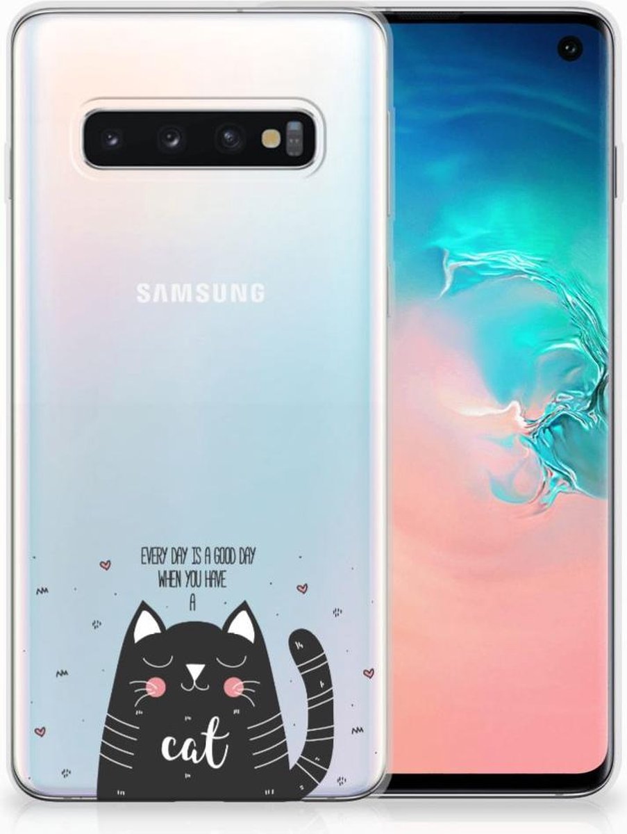 Samsung Galaxy S10 Telefoonhoesje met Naam Cat Good Day