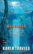 Boekomslag van Matriarch met een vrouw die onder water zwemt in een blauwgroene, futuristische omgeving.