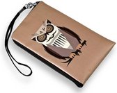 Pochette bourse design hibou marron XL