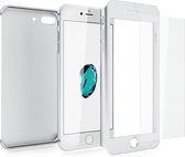 Apple iPhone 7 Plus - Voor en Achterkant 360 Graden Hoesje Mat Zilver + Screenprotector (Gehard Glas Screen Protector) Shockproof - Full Body Slim Fit Cover Case