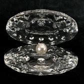 Huitre en verre de cristal avec perle - Coquille avec perle 7.5x6.5x5.5cm Verre en cristal parfait et exquis (du matériau de verre cristal K9 supérieur) fabriqué à la main.