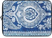 Laptop sleeve tot 13 inch met bohemian print – Blauw/Wit