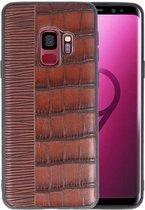 Croco Hard Case voor Samsung Galaxy S9 Donker Bruin