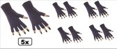 5x Paar vingerloze handschoen paars - Thema feest carnaval winter feest verjaardag fun