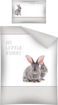 Baby Ledikant konijn dekbedovertrekje - grijs / wit - My 1little Bunny 100 x 135 + 1 sloop