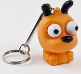 Leuk kado met naam sleutelhanger pop out  hondje - bruin