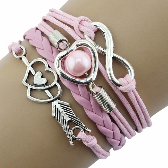Fako Bijoux® - Bracelet Multi - Coeur Infini Cupidon - Rose