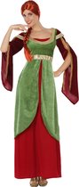 Groen-rood middeleeuws kostuum voor vrouwen - Volwassenen kostuums