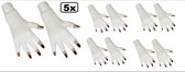 5x Paar vingerloze handschoen wit