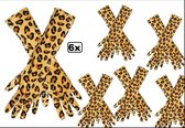 6x Paar handschoenen Cheetah