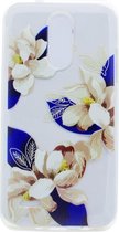 Shop4 - LG K4 (2017) Hoesje - Zachte Back Case Witte Bloemen Transparant