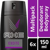 AXE Excite Deodorant - 6 x 150 ml - Voordeelverpakking