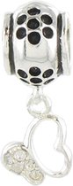 Quiges - 925 - Zilveren - Bedels -Sterling zilver - Beads - Vlinder Hanger met Zirkonia Kraal Charm - Geschikt – voor - alle bekende merken - Armband Z412