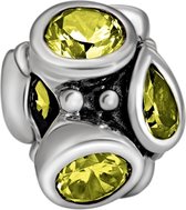 Quiges - 925 - Zilveren - Bedels -Sterling zilver - Beads - Zirkonia Geel Kraal Charm - Geschikt – voor - alle bekende merken - Armband Z618