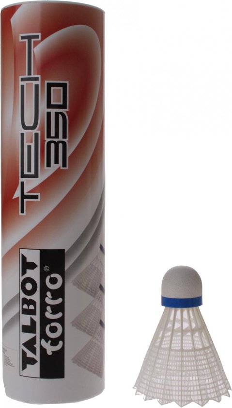 Talbot Torro Badminton Shuttles Tech 350 Wit/blauw 6 Stuks