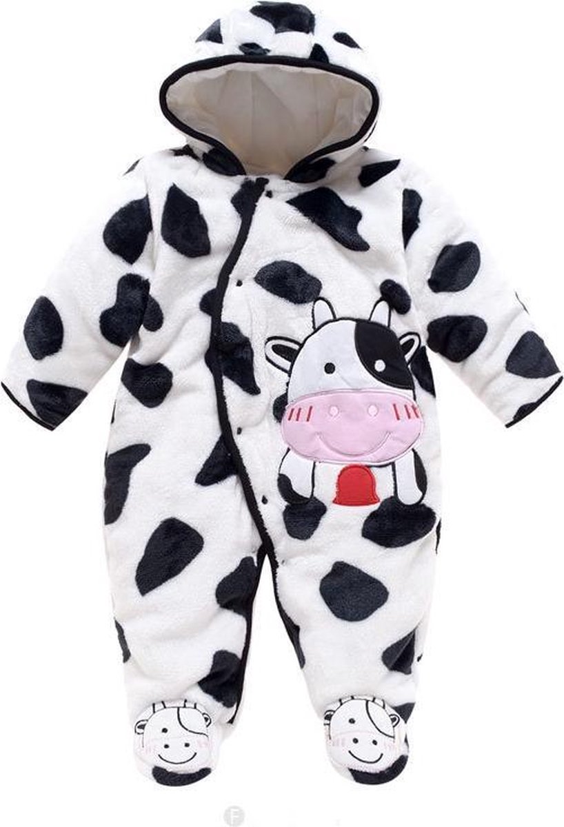 Jongens en Meisjes Baby Pyjama Koe met capuchon, wit, maat 18 mnd | bol.com