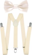 Fako Fashion® - Bretelles avec nœud papillon - Uni - 100cm - Crème