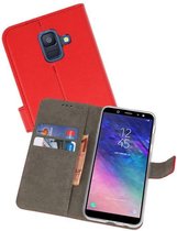 Samsung Galaxy A6 2018 Hoesje Kaarthouder Book Case Telefoonhoesje Rood