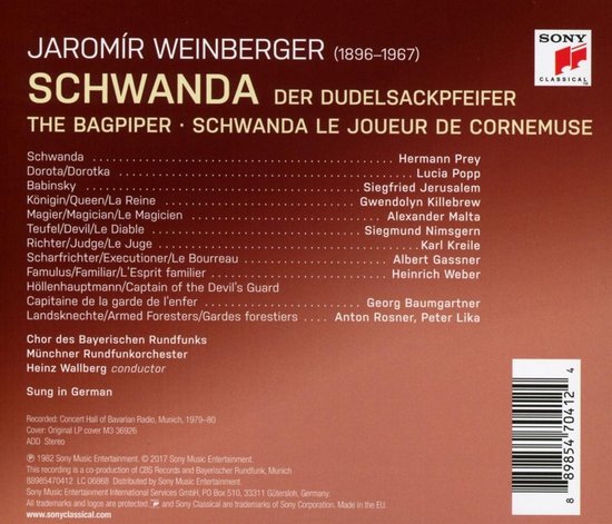 Albumhoes met tekst. SONY CLASSICAL. Jaromír Weinberger. Schwanda der Dudelsackpfeifer.