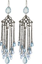 Behave ® - oorhangers dames zilver-kleur met licht blauwe druppel hangers
