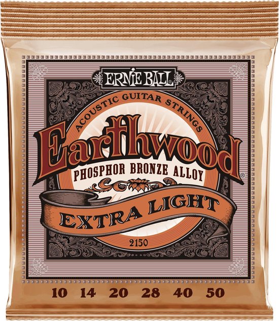 Foto: Ernie ball earthwood acoustic phosphor bronze extra light 2150 gitaarsnaren voor westerngitaar 010 050