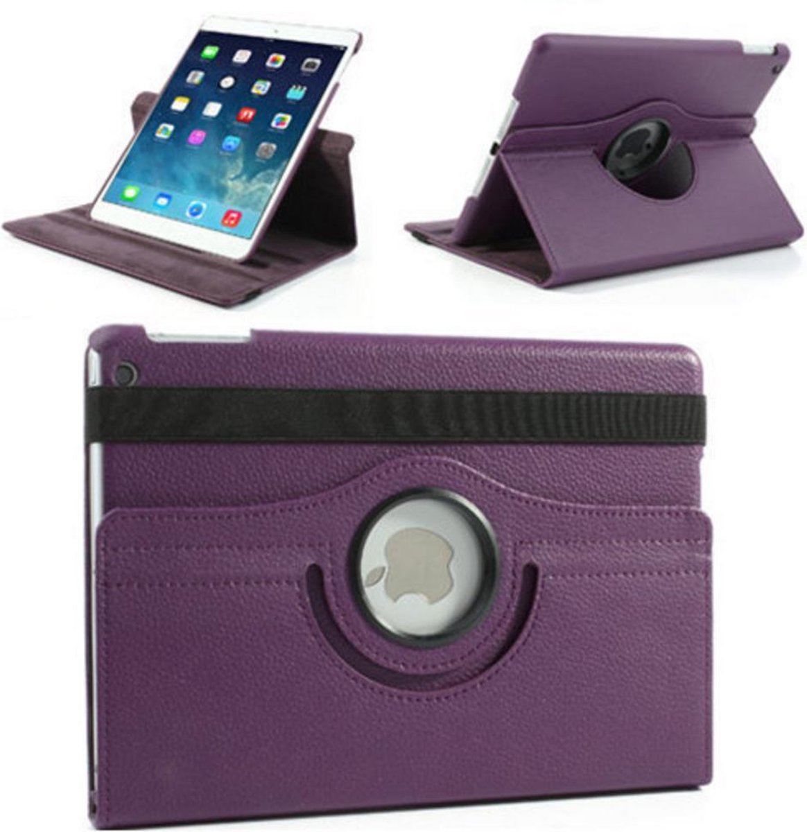 geschikt voor Apple iPad Air Swivel Case, 360 graden draaibare Hoes, Cover met Multi-stand - Kleur Paars