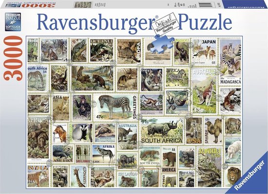 bol.com | Ravensburger puzzel Dierenpostzegels - Legpuzzel - 3000 stukjes