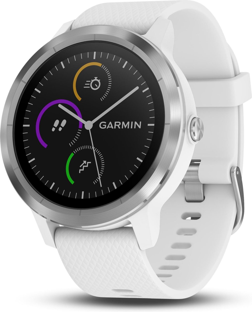 Garmin vivoactive 3, wit met rvs rand, en witte siliconen polsband | bol.com