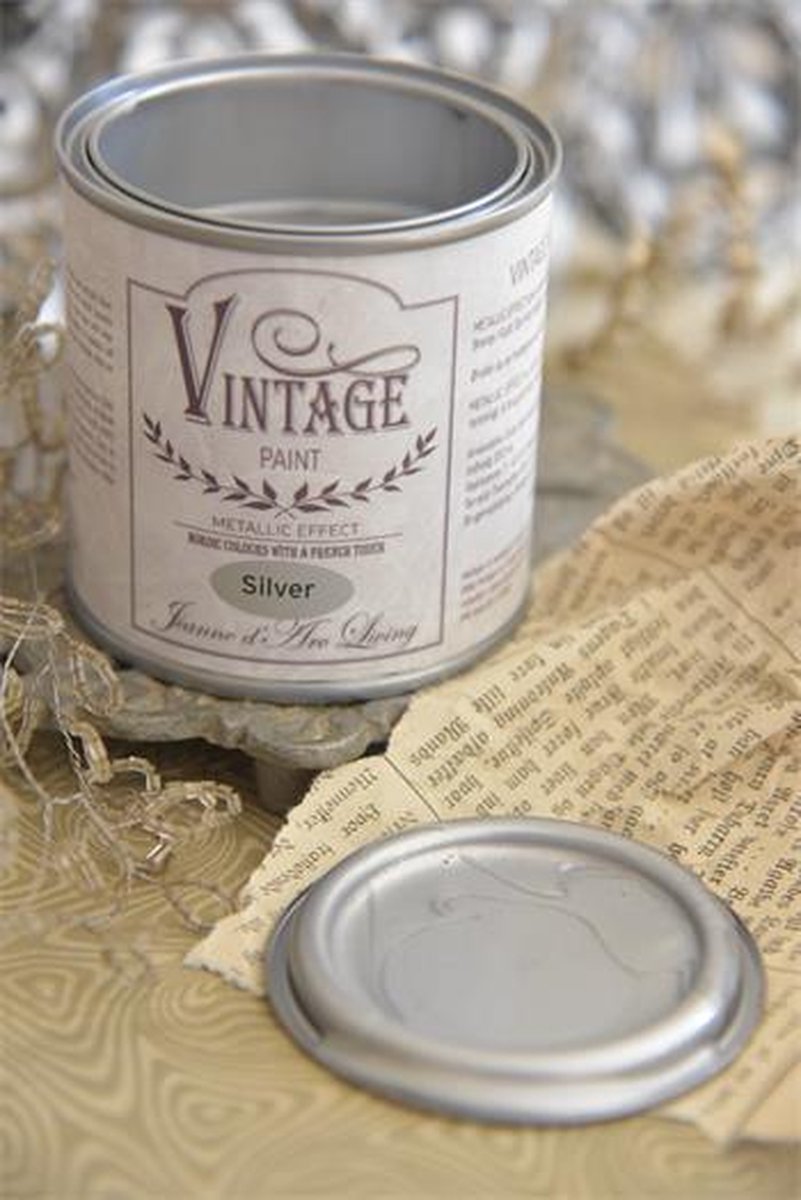 Metallic Effect Silver/Zilver - Vintage Paint - Jeanne d'Arc Living - 200 ml