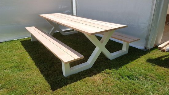 Picknick Tafel Douglas | Wit | 250cm | X-onderstel | Robuuste Picknicktafel