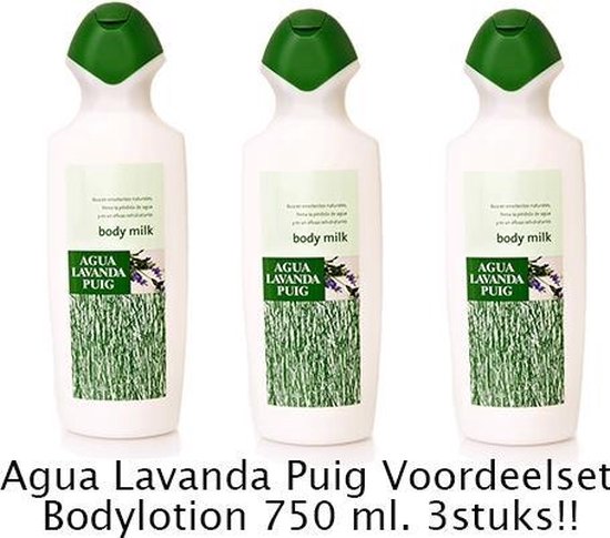 Agua Lavanda Puig Body Milk - 3x 750 ml - Lait pour le corps - Value pack |  bol.com
