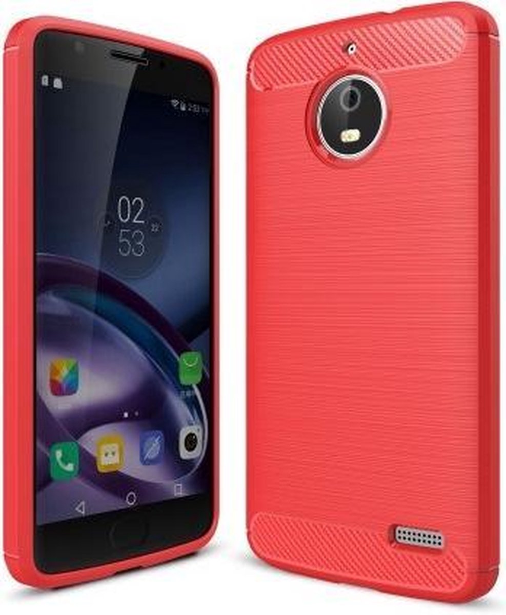 Armor Brushed TPU Back Cover - Geschikt voor Motorola Moto E4 Hoesje - Rood