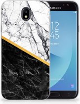 Geschikt voor Samsung Galaxy J7 2017 | J7 Pro TPU siliconen Hoesje Marble White Black